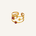 Anillo Eclipse · Anillo abierto con símbolos sol, luna y estrella
