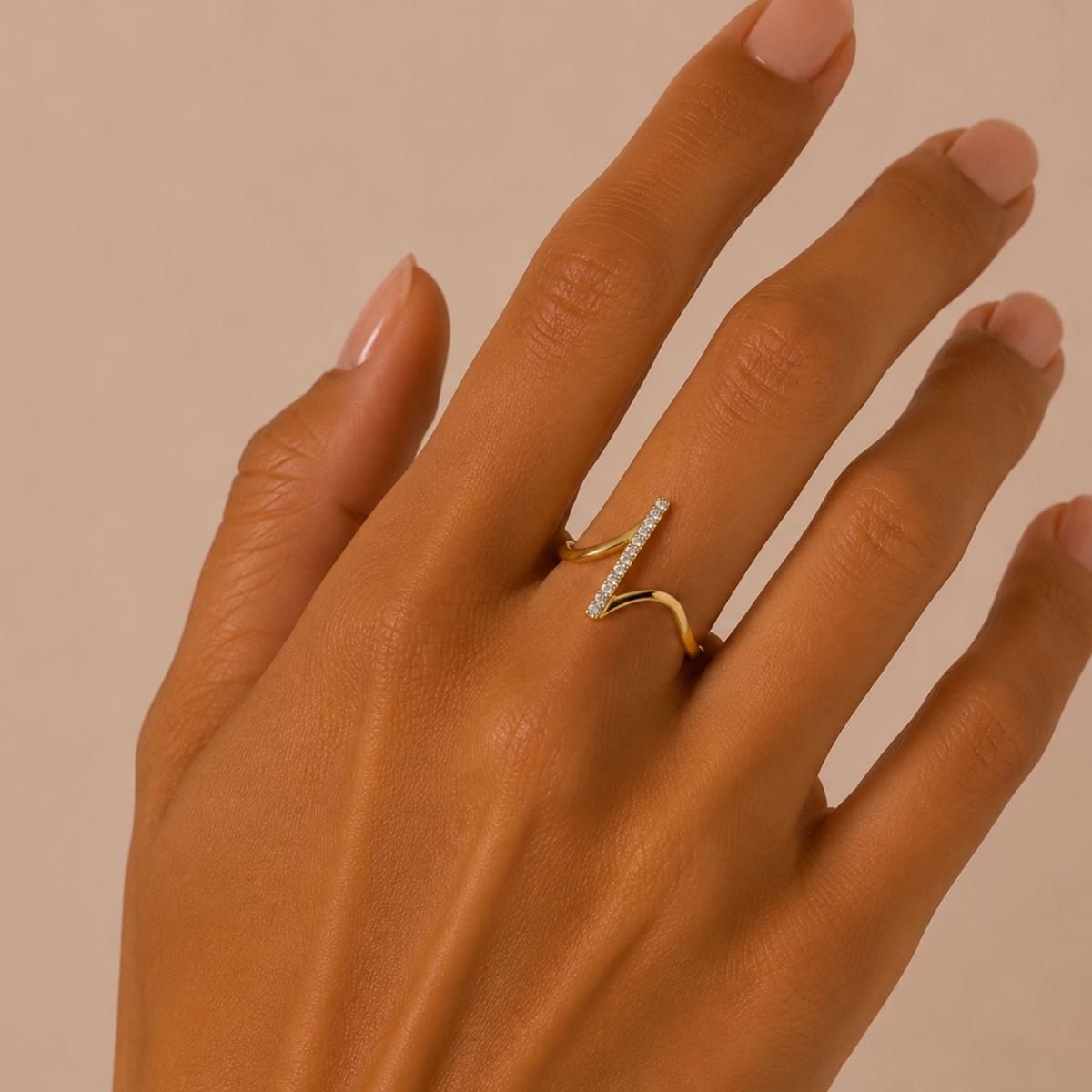 Anillo Línea · Anillo abierto con línea de circones