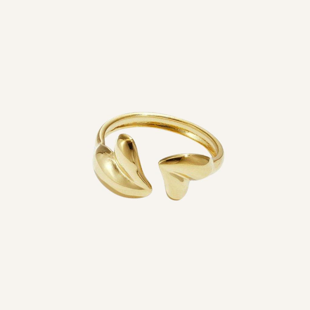 Anillo Latido · Anillo abierto con doble corazón