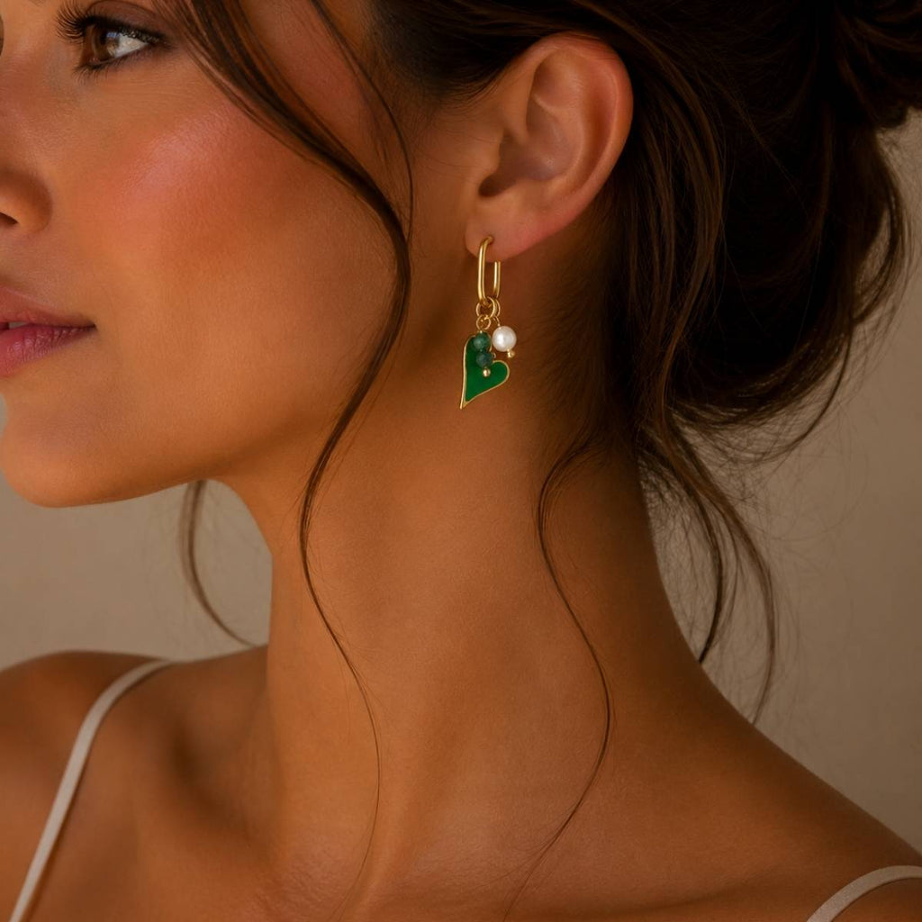 Aros Selva · Aros con colgante verde esmaltado