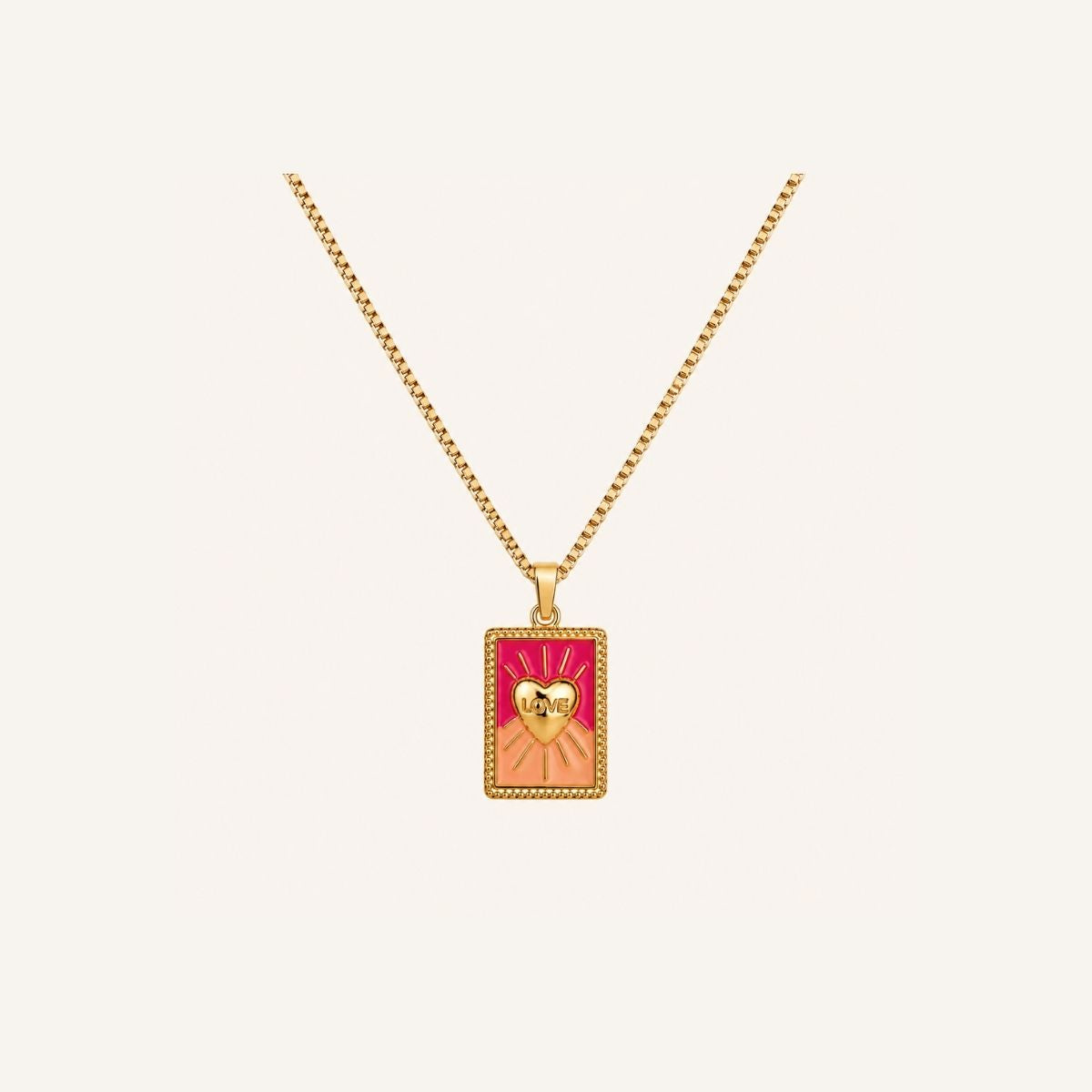 Collar Amuleto · Collar con colgante rectangular de corazón