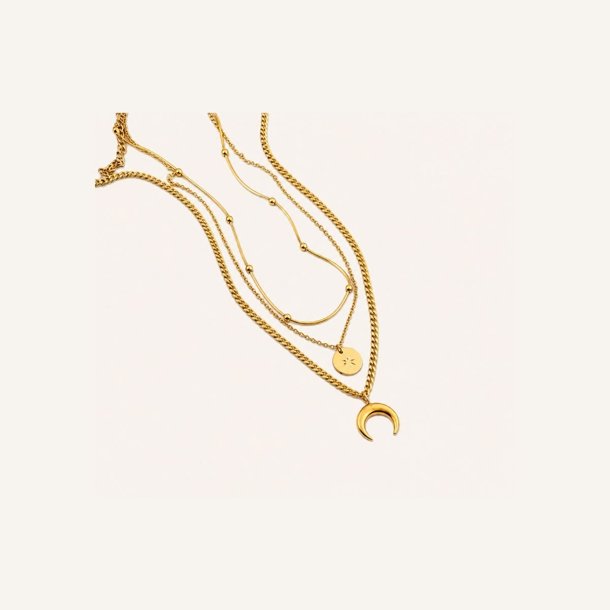 Collar Fases · Collar en capas con luna y disco