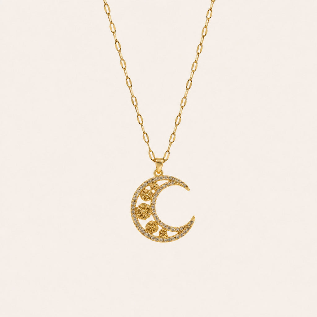 Collar Noche Clara · Collar con luna y circones