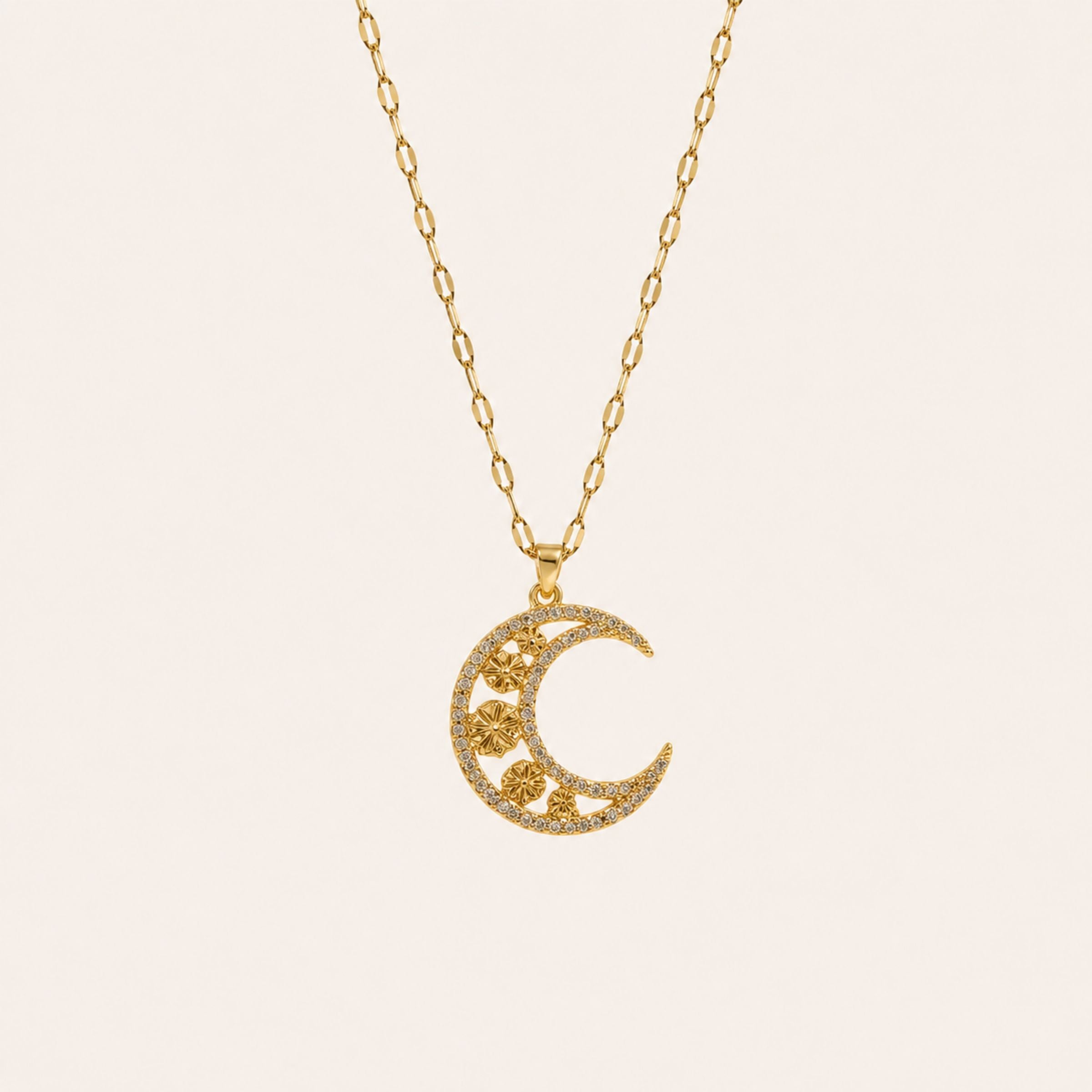 Collar Noche Clara · Collar con luna y circones