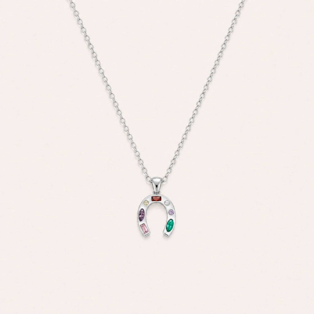 Collar Suerte · Collar con herradura y circones multicolor