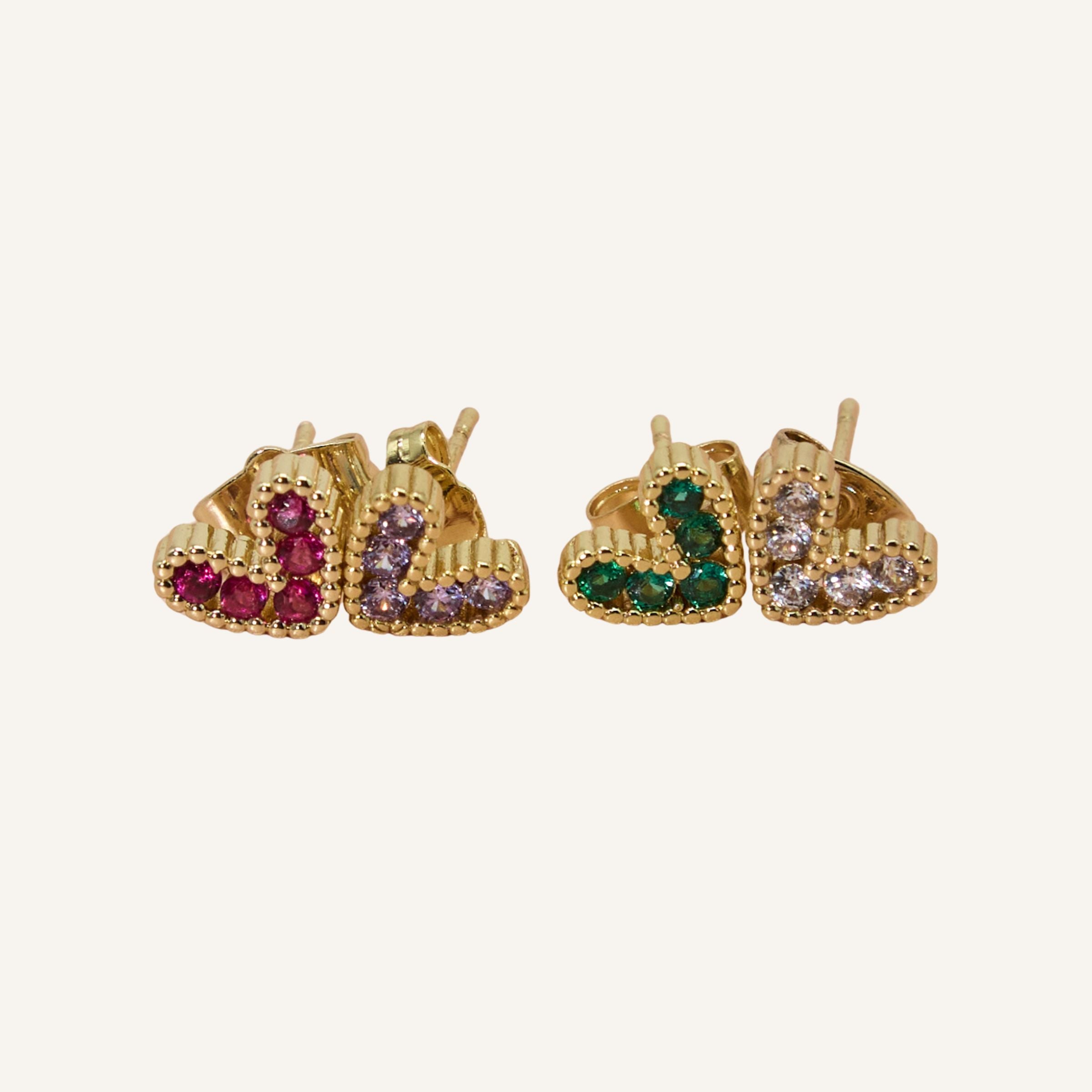Corazón Suave · Pendientes pequeños con circones de color