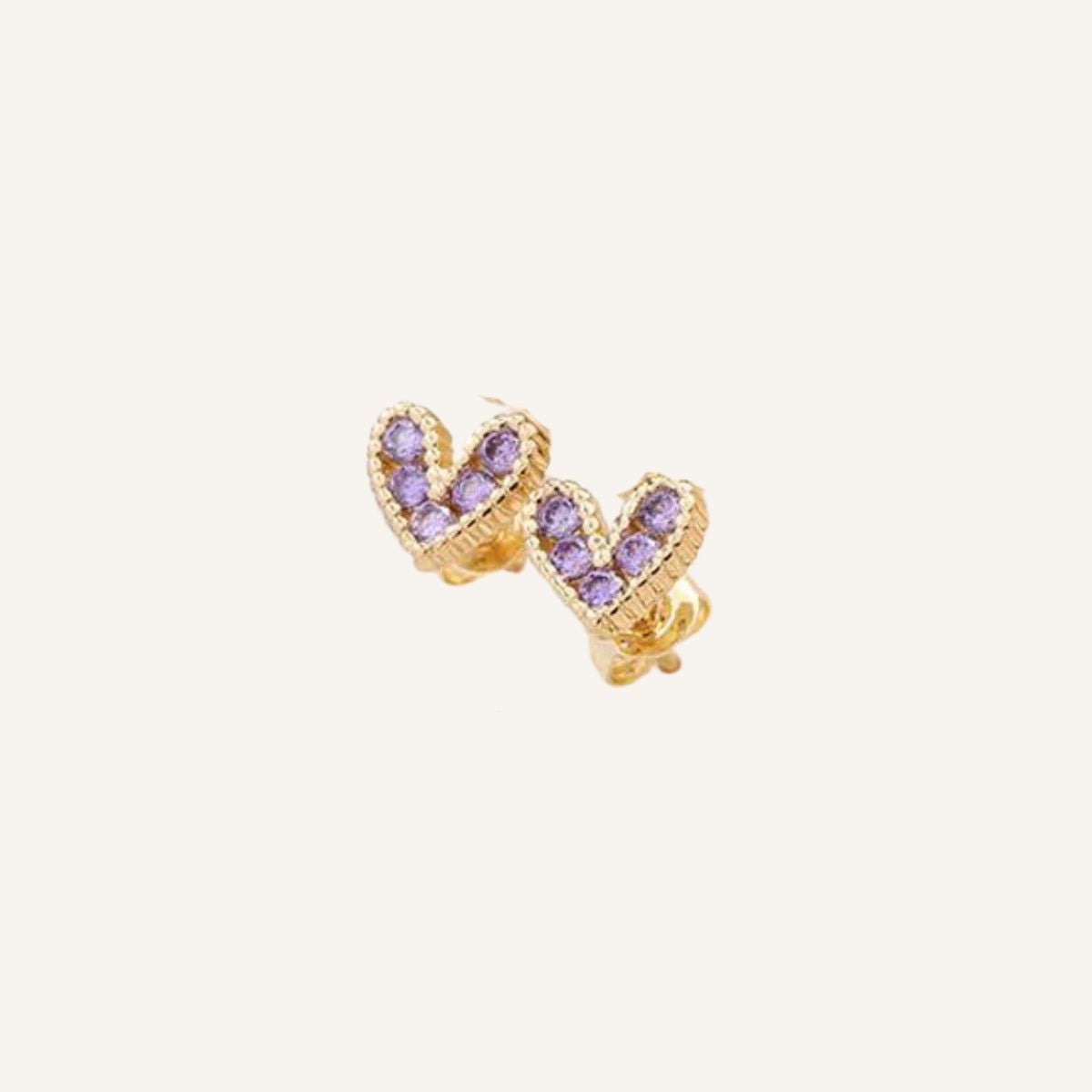 Corazón Suave · Pendientes pequeños con circones de color