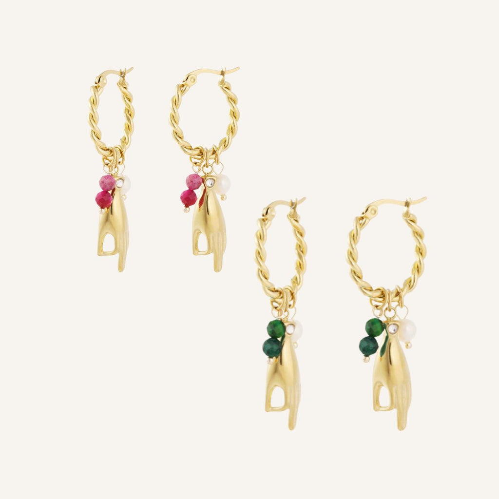 Aros Mantra · Aros con colgante protector y perla