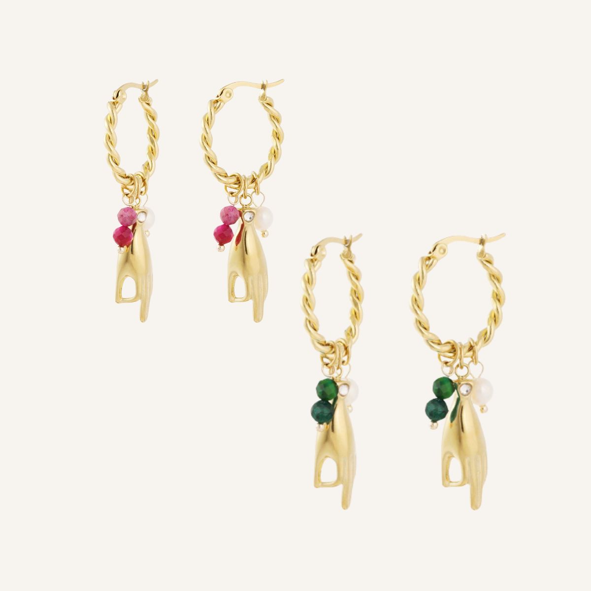 Aros Mantra · Aros con colgante protector y perla