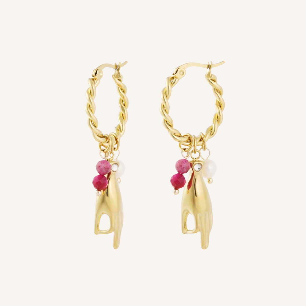 Aros Mantra · Aros con colgante protector y perla