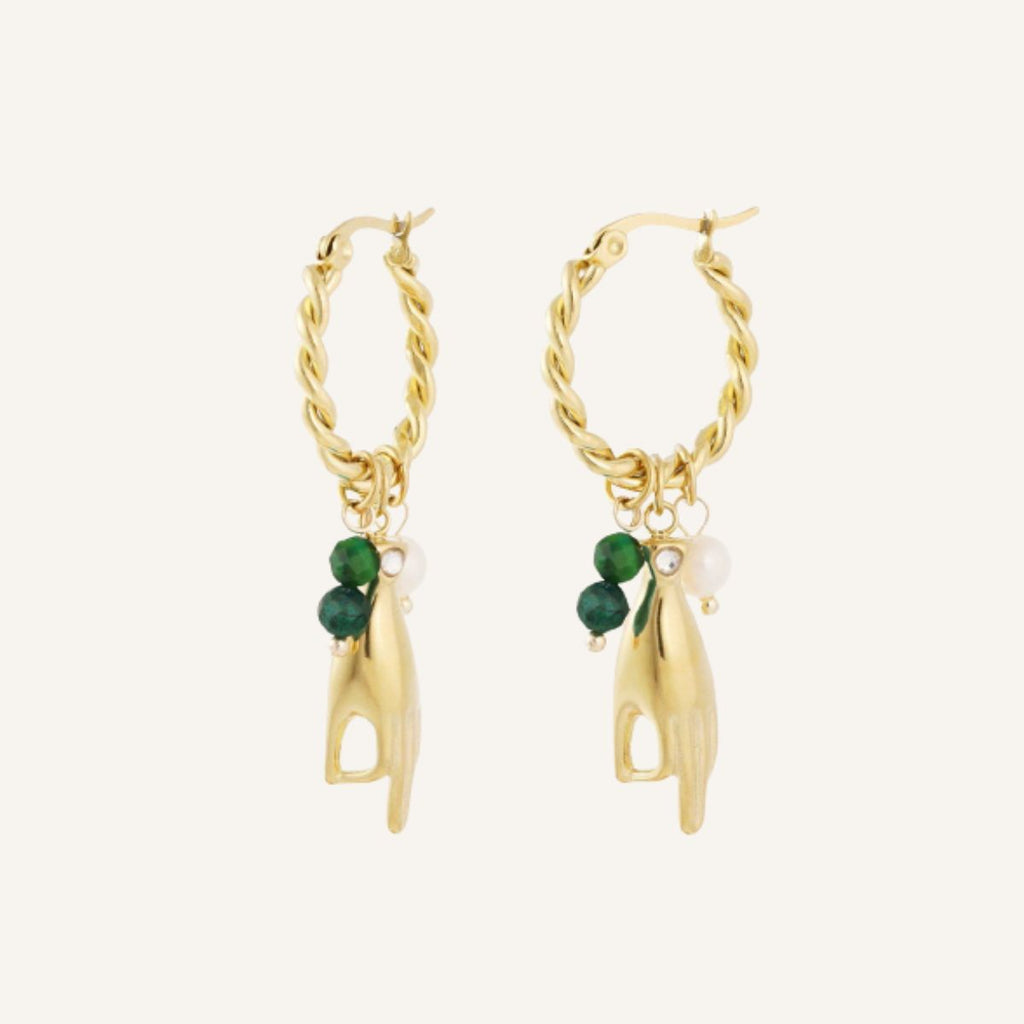 Aros Mantra · Aros con colgante protector y perla