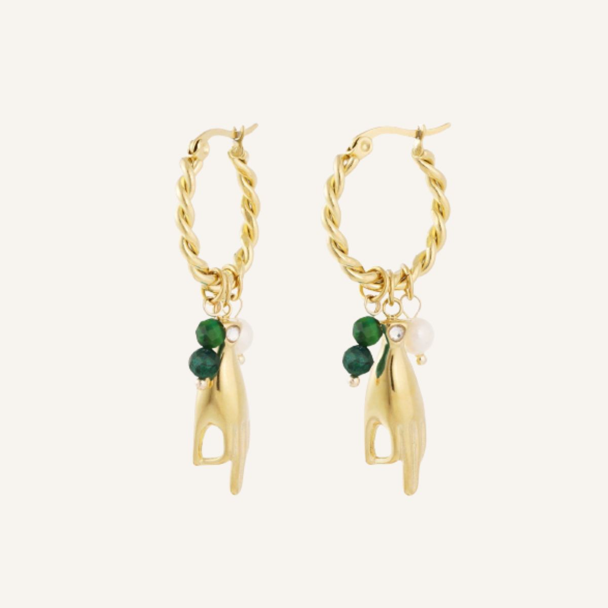 Aros Mantra · Aros con colgante protector y perla