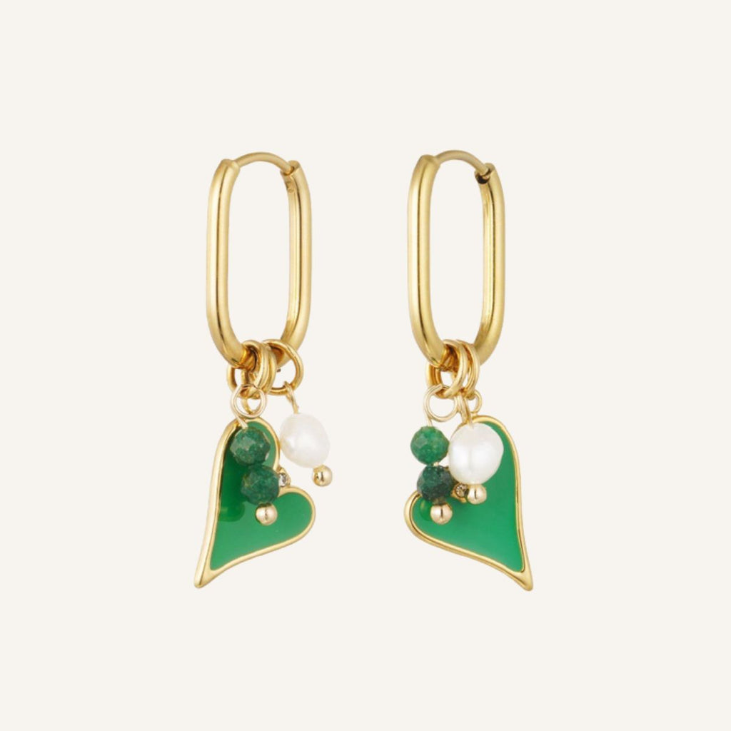 Aros Selva · Aros con colgante verde esmaltado